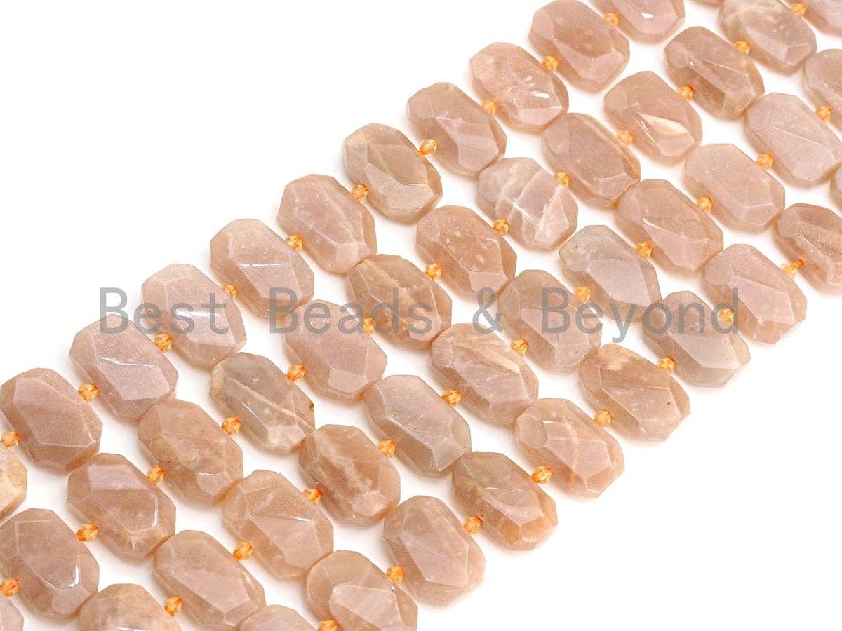 High Quality Natural Peach Moonstone Rectangle Faceted Beads, Natural Moonstone beads, 16x22mm, sku#U656