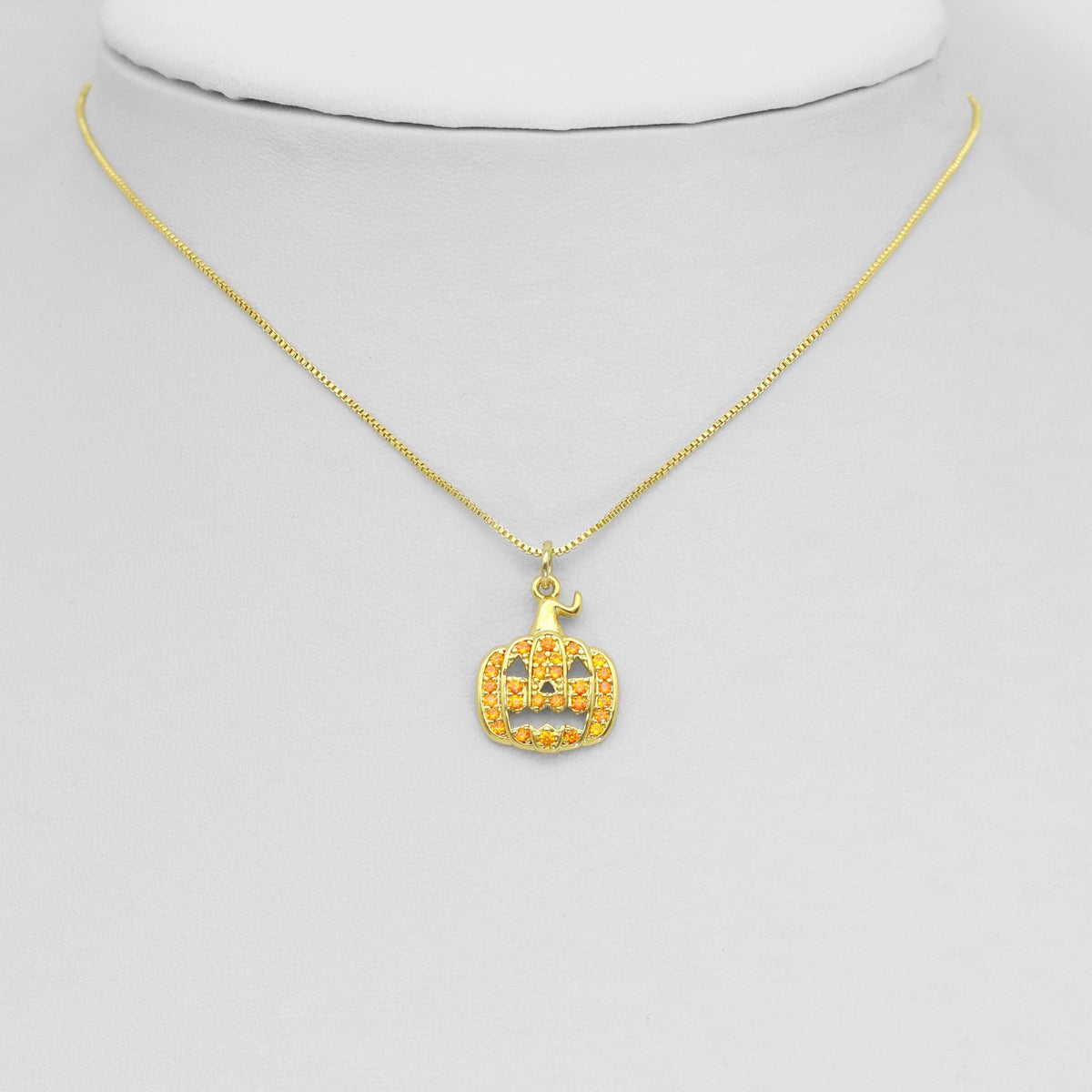Orange CZ Pumpkin Halloween Charm, Sku#A208