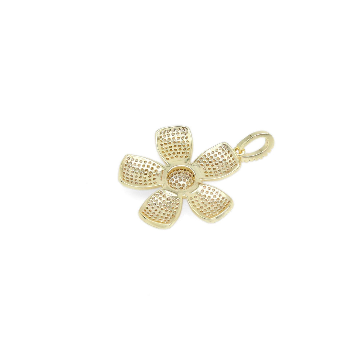 Gold Silver CZ Flower Charm, Sku#ML73/F489