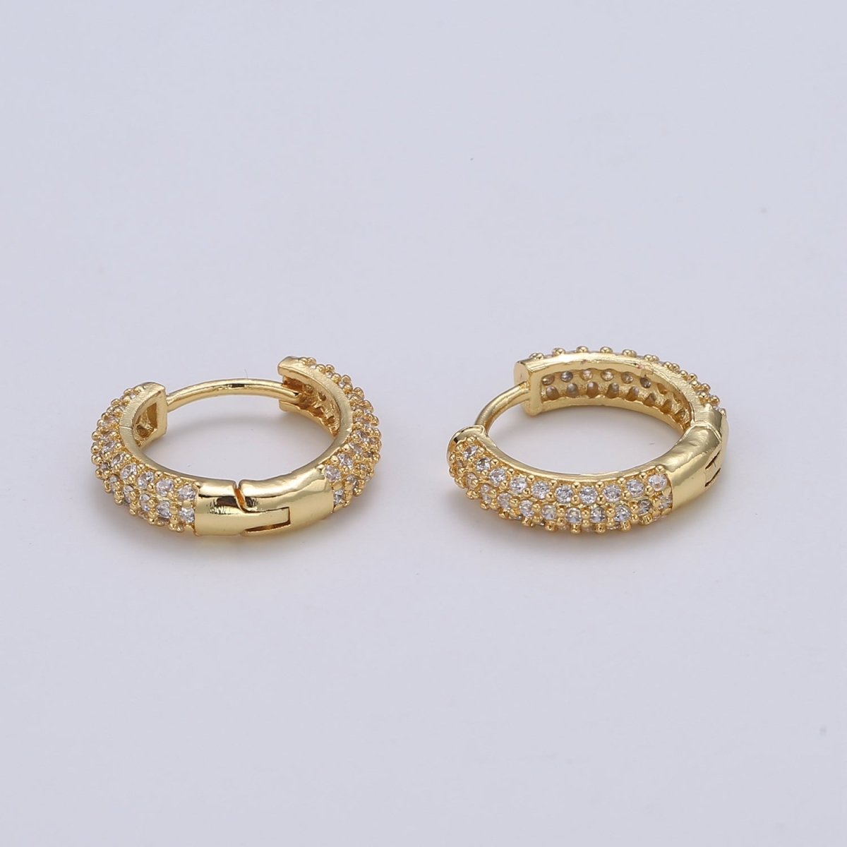1 pair Hoops - Black, Blue, Clear, Red, Green, Multi-color Zirconia or Teal Gold CZ earrings - 24K Gold Huggie hoops  Q-434 - Q-439