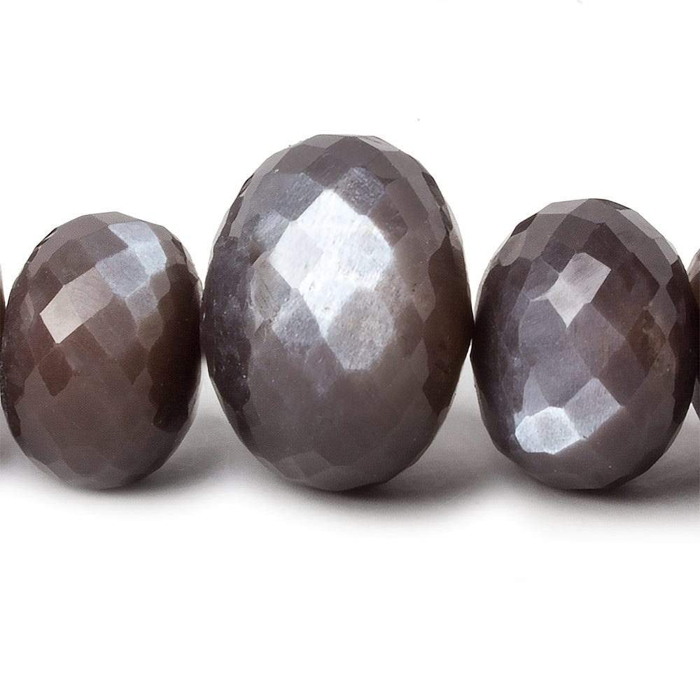 10-20mm Chocolate Brown Moonstone faceted rondelle beads 16 inch 39 pieces