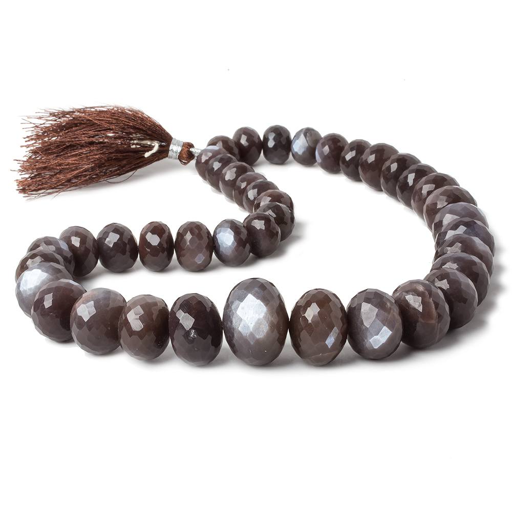 10-20mm Chocolate Brown Moonstone faceted rondelle beads 16 inch 39 pieces