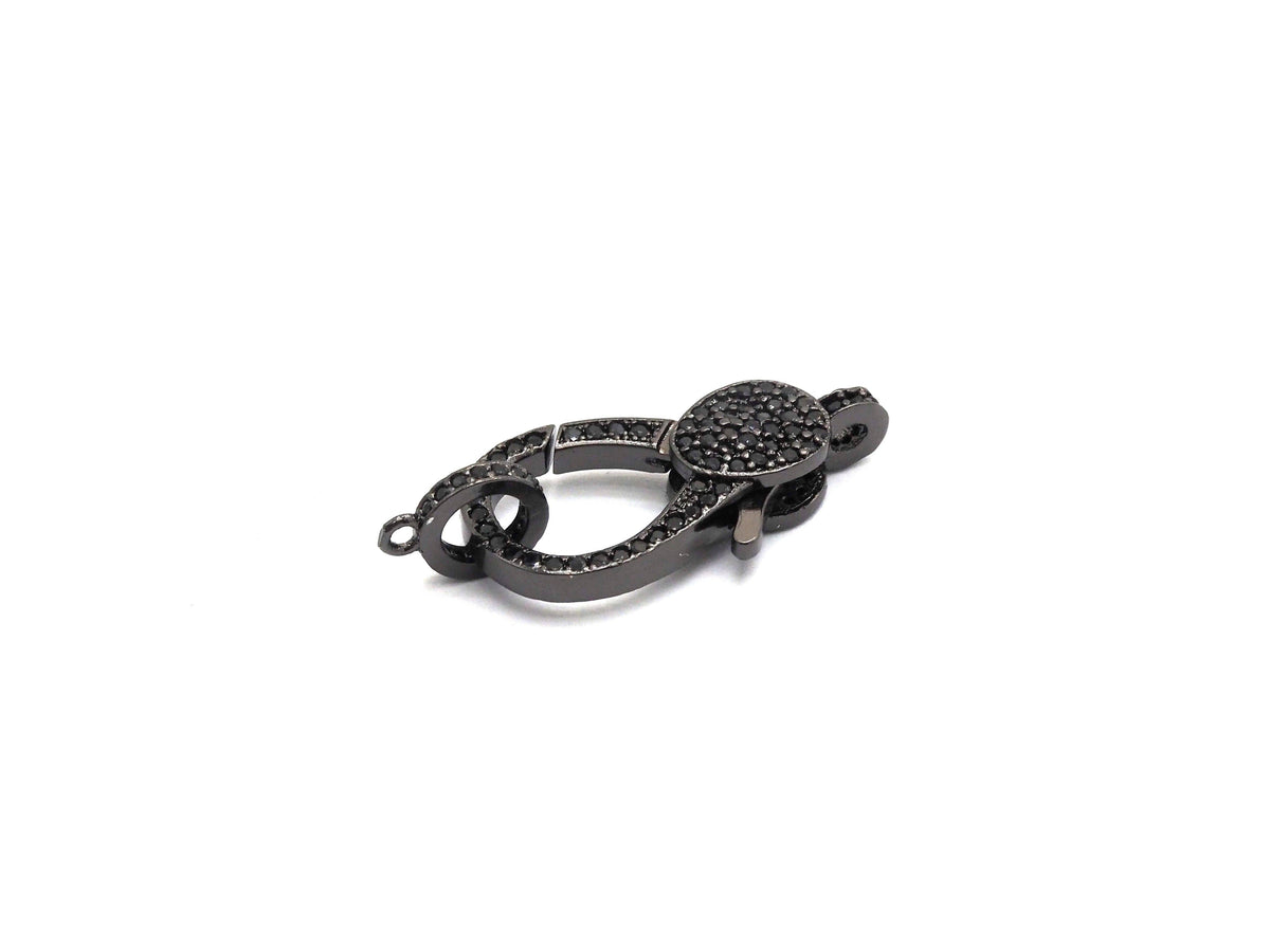 CZ Micro Pave Lobster Claw Clasp, 13x25mm, CZ Pave Clasp, Rose gold/Gold/Silver/Black, sku#H148
