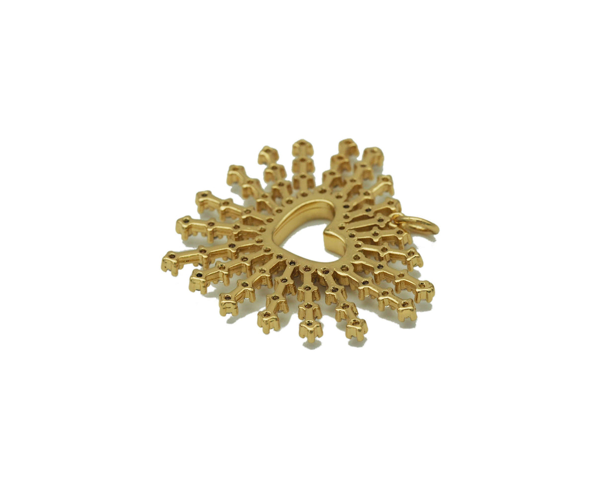 CZ Radical Heart with Sunburst Charm, Sku#L672