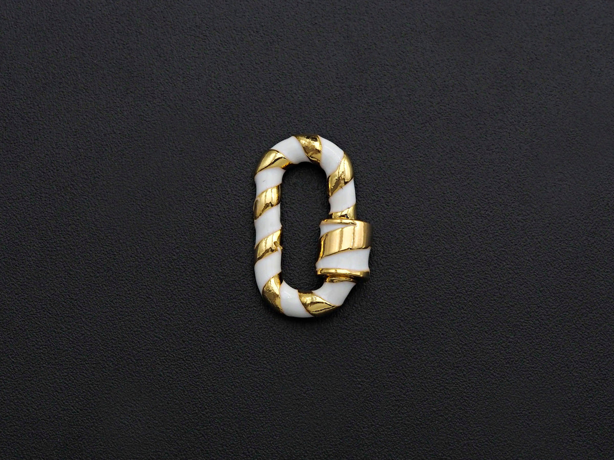 Colorful Enamel Pave Oval Shape Clasp, Carabiner Clasp, White/Black/Rainbow/Blue/Pink Screw Clasp, 12x20mm, sku#H251