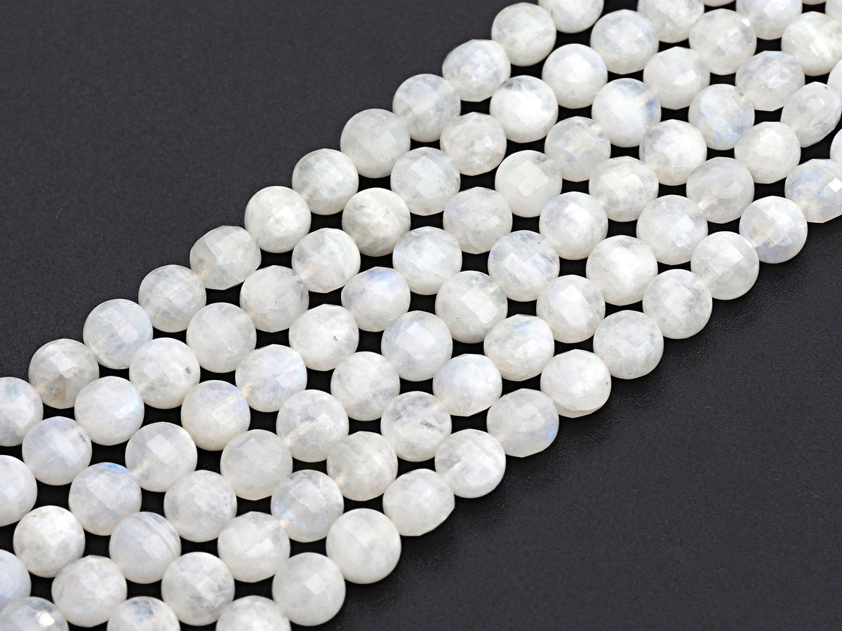 High Quality Natural Moonstone Checkerboard Cut Coin Shape beads, 6mm/8mm/10mm Turtle Shell Cut Moonstone Beads, 16" Full strand, Sku#U759