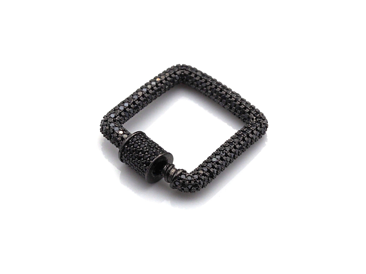 Fully Colorful Cz Micro pave Square Shape Clasp, CZ Pave Black/Blue/Pink/Gold Carabiner Clasp, 23mm, sku#H183