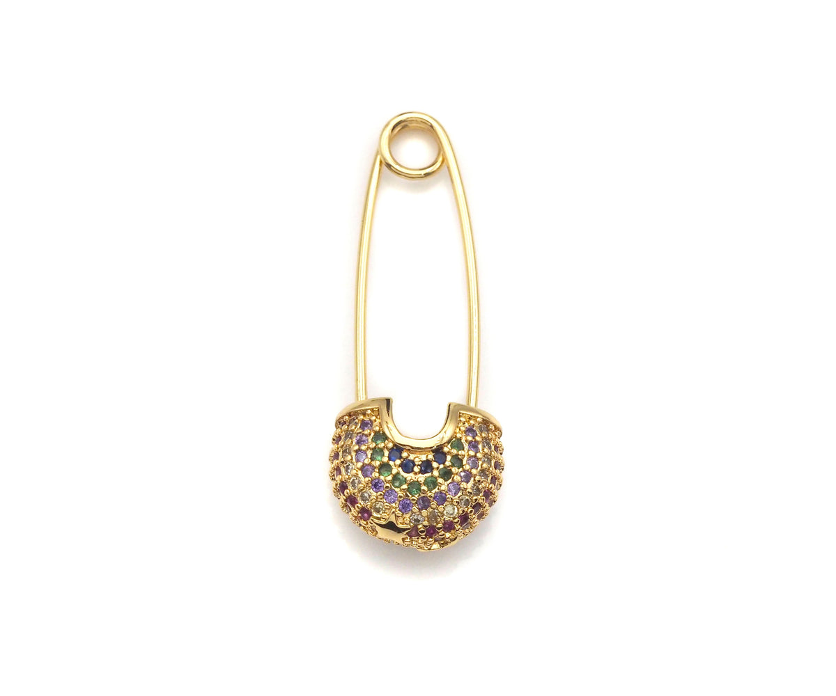 Colorful CZ Micro pave Safety Pin Lock Clasp, CZ Pave Pin Lock Clasp, Colorful Connector, 10x32mm, sku#F1171