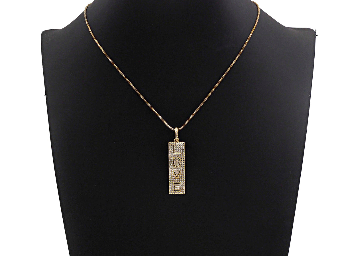 CZ Micro Pave Long Bar Love Pendant, Cubic Zirconia Strip Pendant, Micro pave Rectangle shape pendant, 13x41mm, sku#FH24