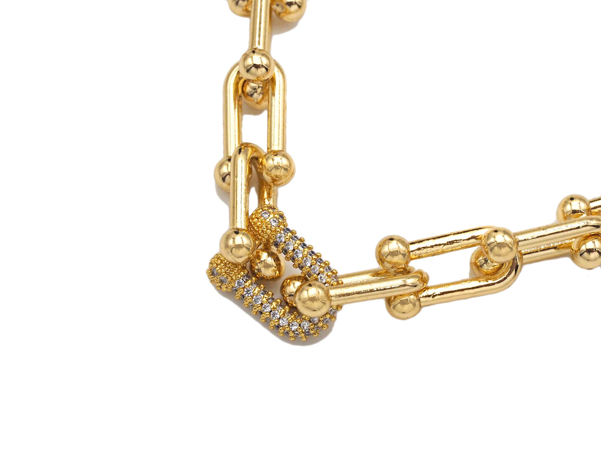 Fully CZ Micro Pave U Shape Connector links for Chains, Connector Link, Easy hook Clasp/Link/Connector, 11.4x13.8mm,sku#N53