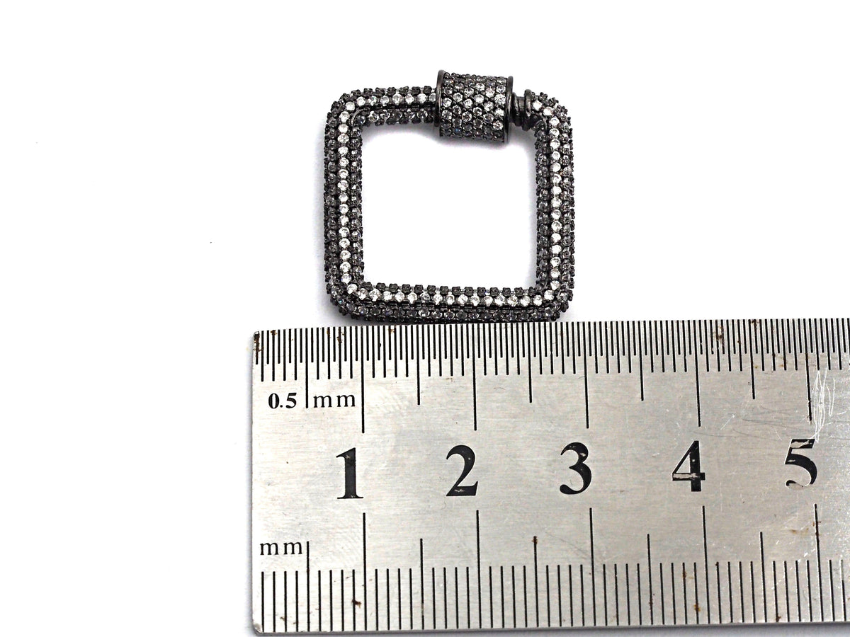 CZ Micro Pave Square Shape Clasp, Gold/Rose gold/Gunmetal/Silver Plated Carabiner Clasp, 23x23mm, sku#H158