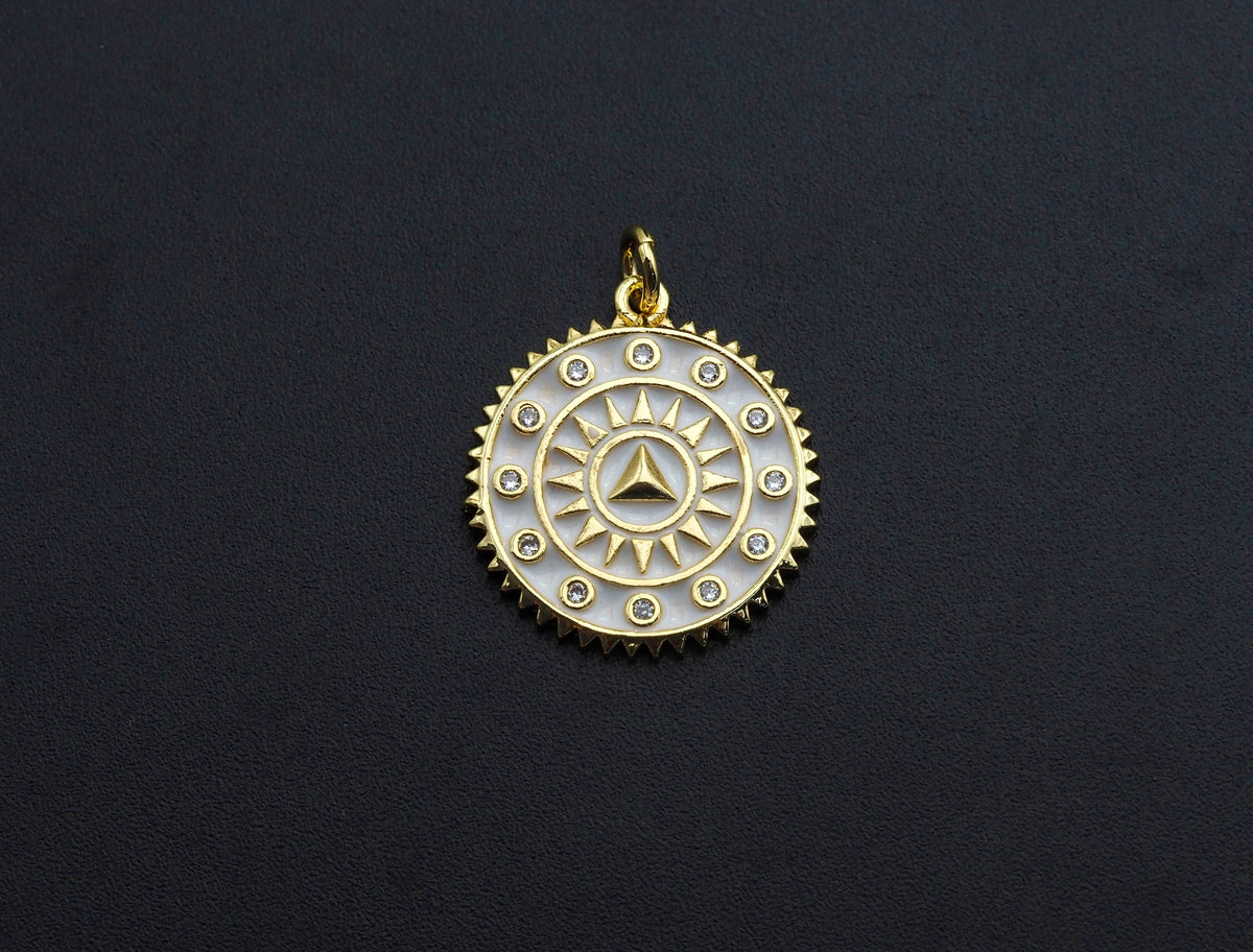 Pave CZ  Enamel Patten Pendant, Black/White Enamel Pendant, Enamel jewelry Findings, 20x27.5mm,sku#FH12