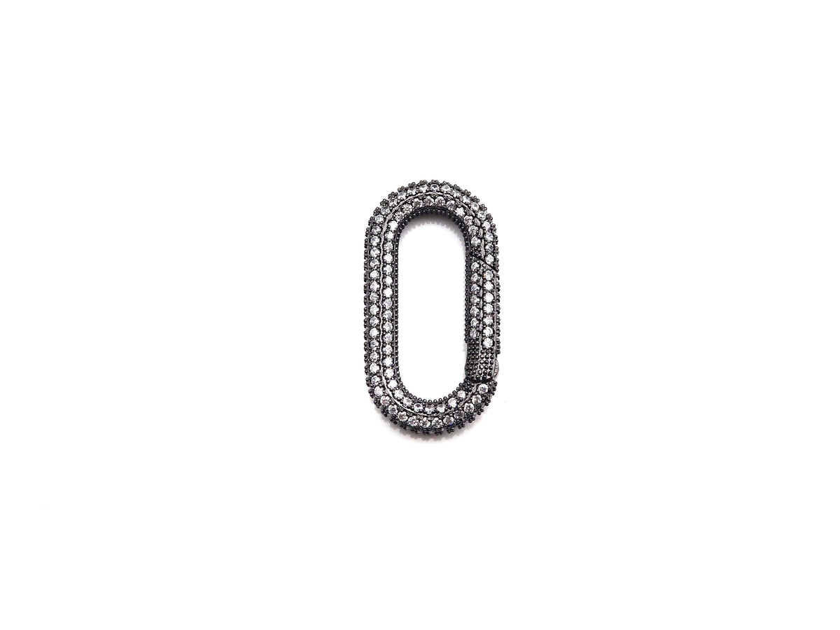 NEW Spring Snap Fully CZ Micro Pave Oval Carabiner Clasp, Oval Link Clasp, Connector Clasp, Oval Lock, 18x34mm/15x28mm, sku#H257