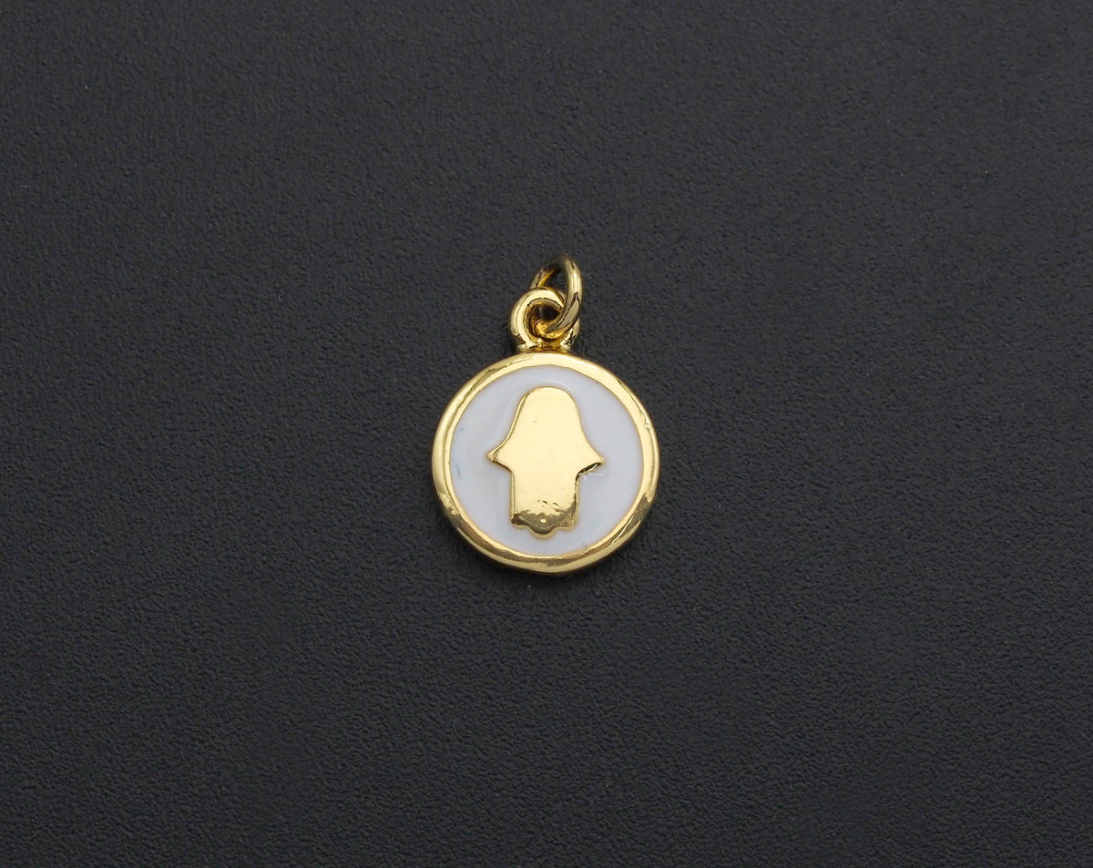 Enamel Hamsa Hand Coin Pendant, White/Black/Red/Blue/Turquoise Oil Drop pendant,Enamel pendant,Enamel Jewelry, 11x14mm,sku#F1056