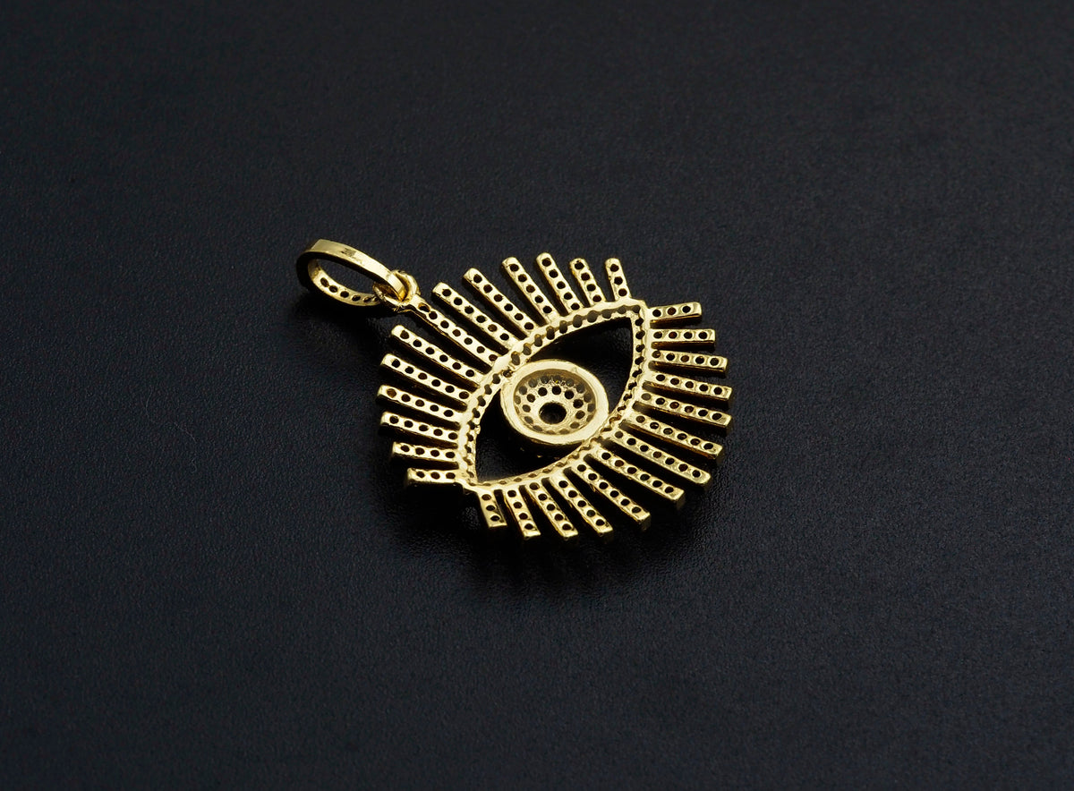 Colorful cz Pave Evil Eye Pendant,CZ Micro Pave eye pendant, Pave Jewelry, 27x30mm, sku#F1062