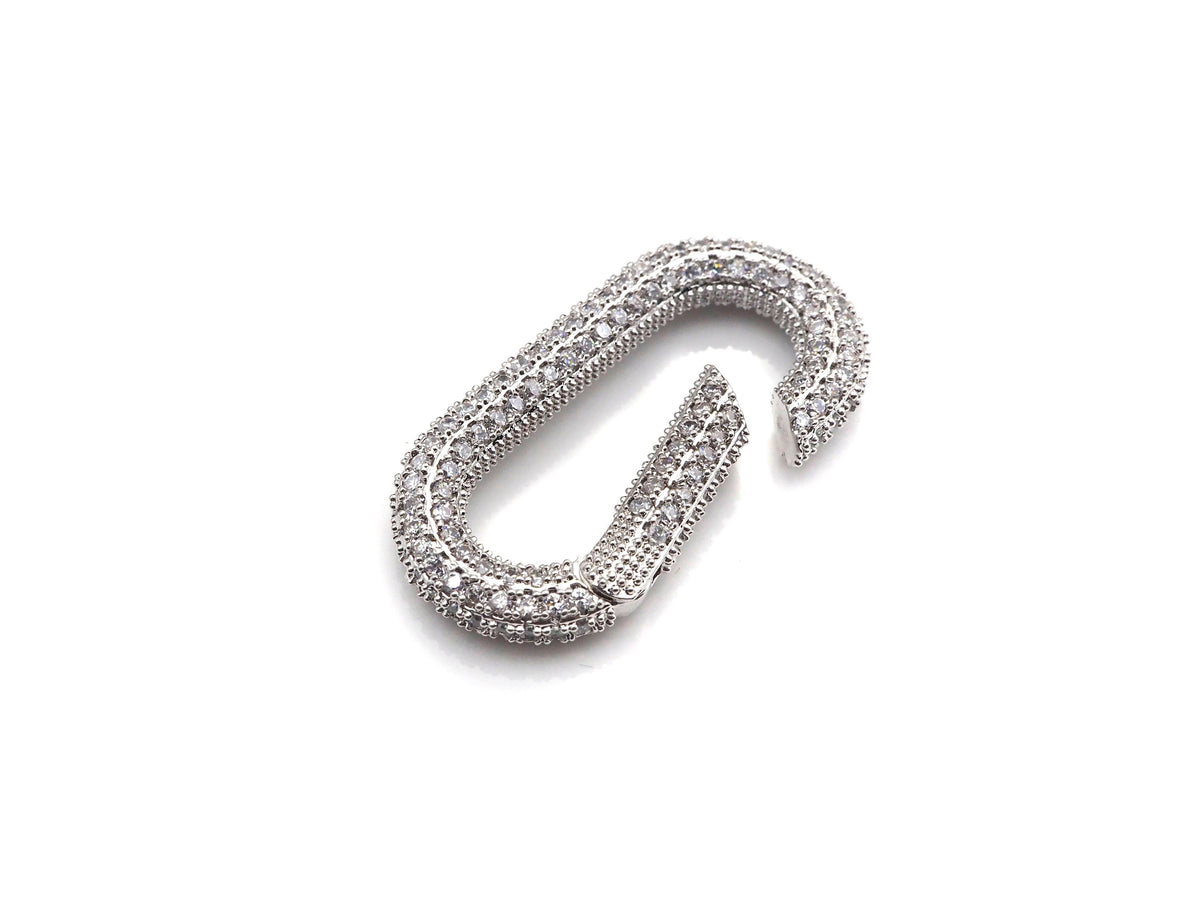NEW Spring Snap Fully CZ Micro Pave Oval Carabiner Clasp, Oval Link Clasp, Connector Clasp, Oval Lock, 18x34mm/15x28mm, sku#H257