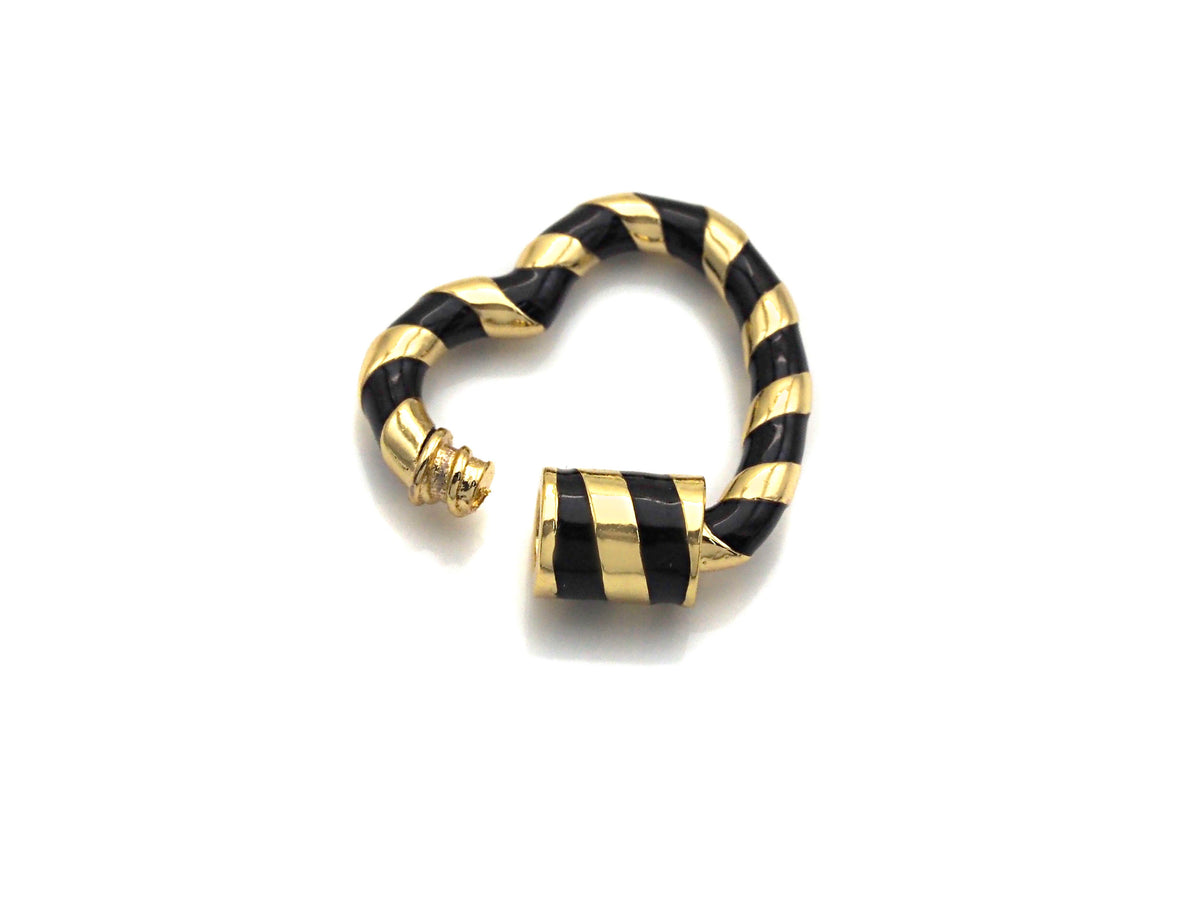 Colorful Enamel Pave Heart Shape Clasp, Gold Plated Screw Clasp, Carabiner Clasp, 21x22.6mm, sku#K77