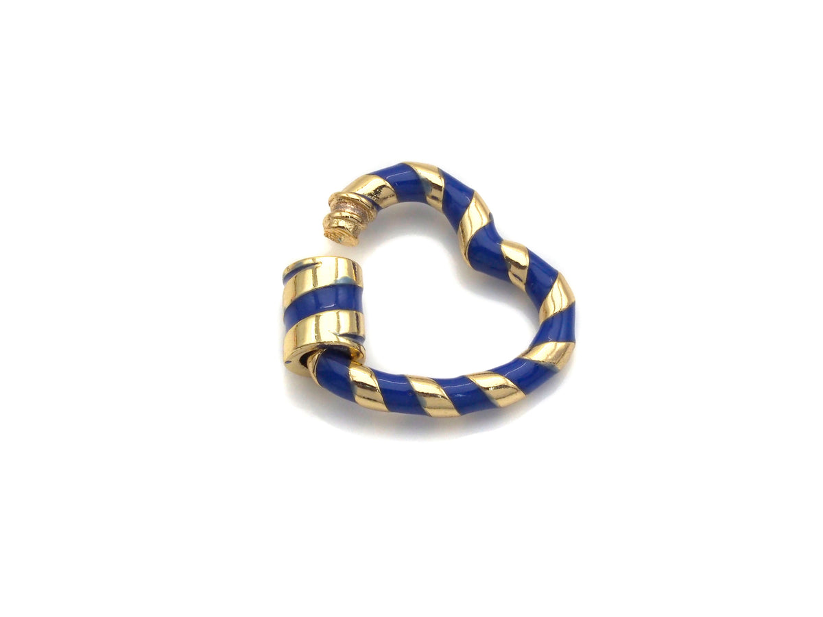 Colorful Enamel Pave Heart Shape Clasp, Gold Plated Screw Clasp, Carabiner Clasp, 21x22.6mm, sku#K77