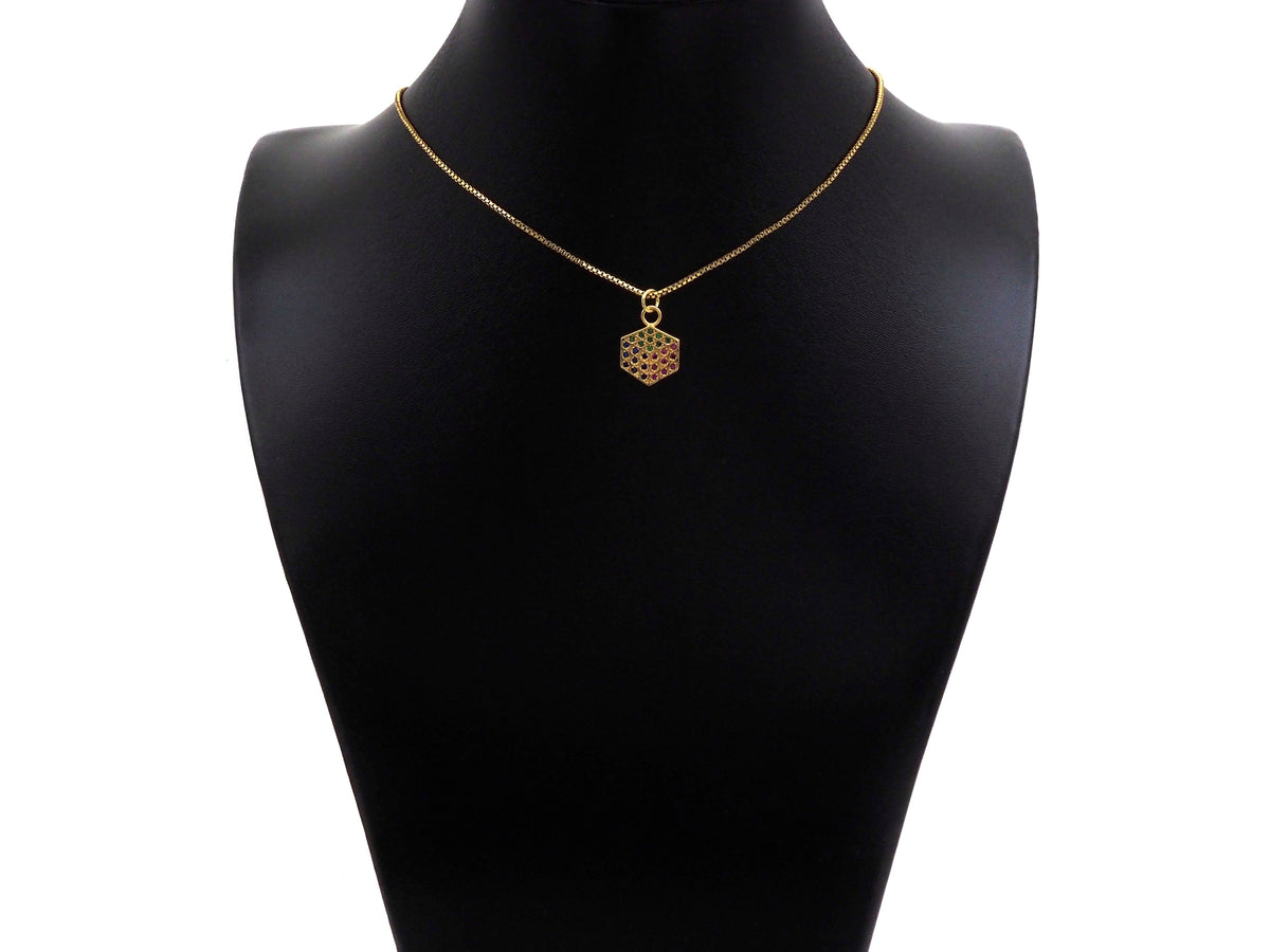 Colorful CZ Micro Pave Dainty Gold Rubik's Cube Charms, Gold Charm Pendant, Rubik's Cube Shape Necklace Charms, 12x17mm, Sku#F1335