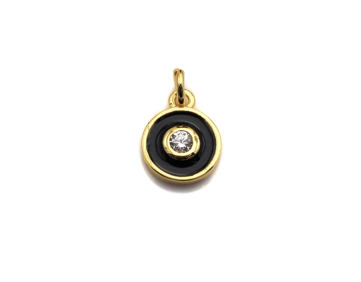 Enamel Colorful Dangle Charm, CZ Micro Pave Oil Drop pendant, White/Black/Red/Turquoise/Blue Enamel pendant,8x11mm,sku#F1057