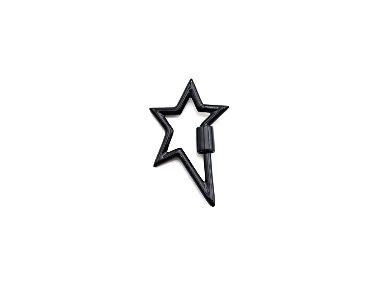 Colorful Enamel pave Star Shape Clasp, Enamel Pave Clasp, Black/Red/Pink/White/Blue Carabiner Clasp, 18x30mm, sku#H240