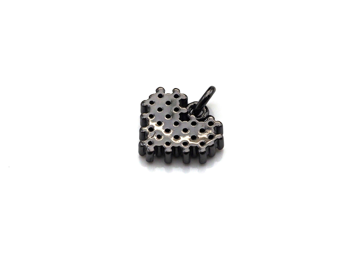 CZ Micro Pave Heart/Leaf Shaped Pendant/Charm, Clear Cubic Z