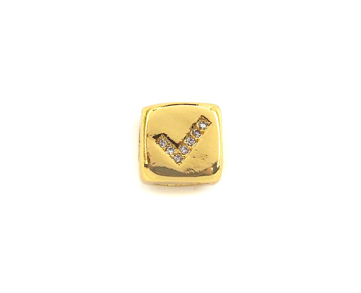 CZ Micro Pave Check Symbol Dice Spacer Beads, Cubic Zirconia Cube Spacer Beads, sku#Z719