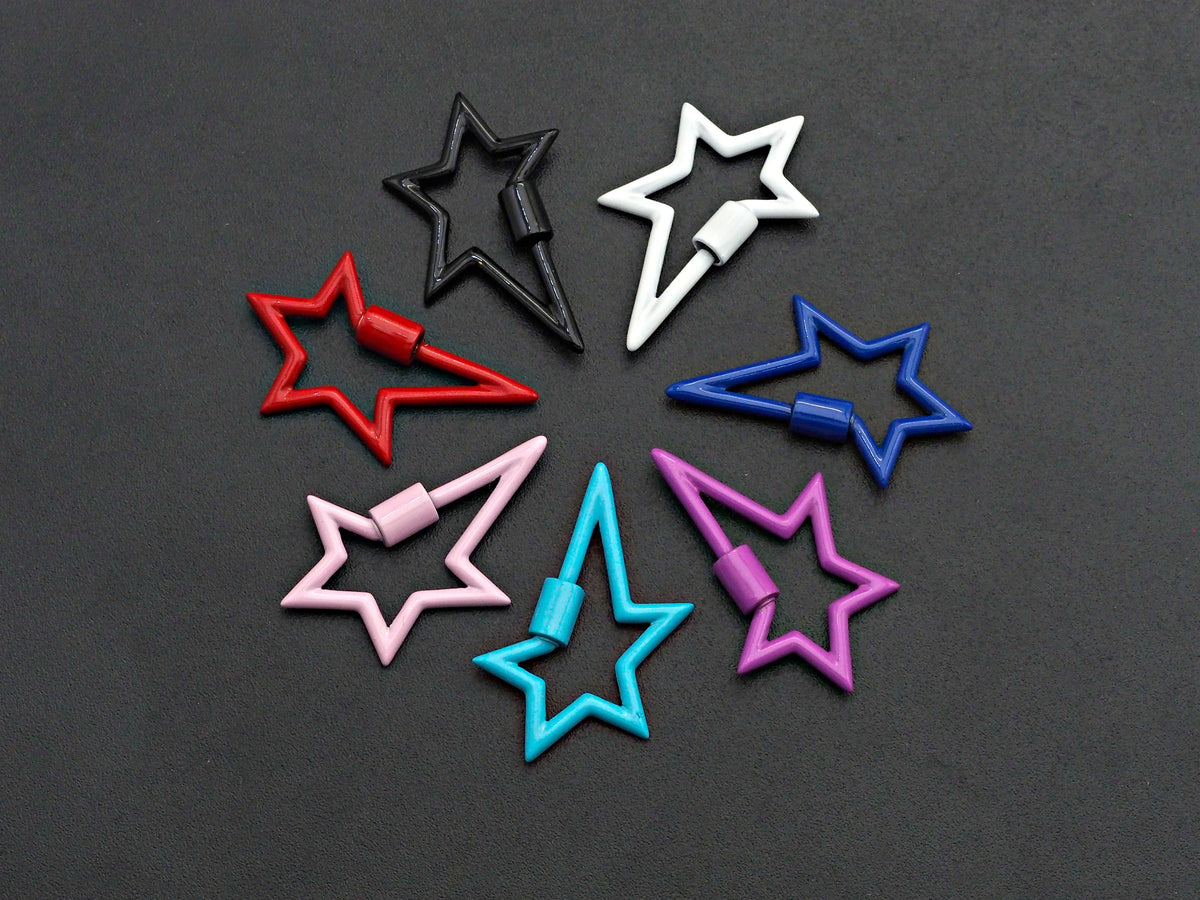 Colorful Enamel pave Star Shape Clasp, Enamel Pave Clasp, Black/Red/Pink/White/Blue Carabiner Clasp, 18x30mm, sku#H240