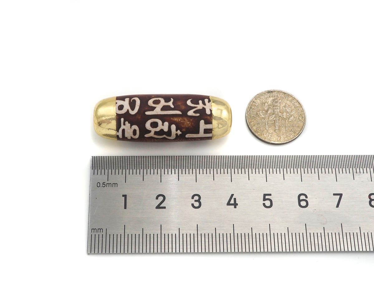16x39mm Large Natural Tibetan Agate Barrel Shape Spacer Beads, Gold/silver/Rose Gold Tone, Dzi Agate Spacer,Oval Tibetan Agate, sku#U1004