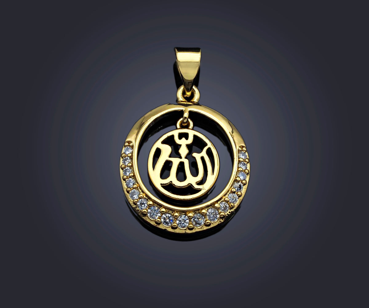 CZ Micro Pave Curve Pattern On Round Ring Shaped Pendant/Charm, Gold Cubic Zirconia Pendant Charm,17x21mm,sku#F1268