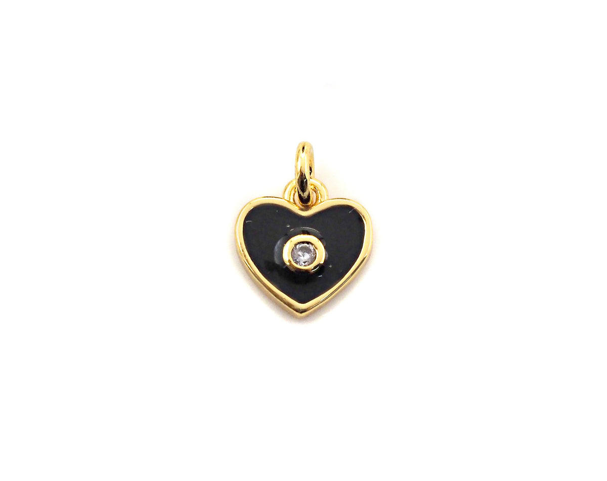Cute Enamel  Heart Charm Pendant,CZ Micro Pave Oil Drop pendant,Enamel heart pendant,Enamel Jewelry, 9mm, sku#F1058