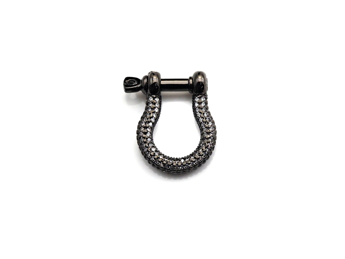 CZ Micro pave U Shape Lock Clasp, CZ Pave Buckle Lock Clasp, Silver/Black/Rose Gold/Gold Carabiner Clasp, 18x22mm, sku#H219