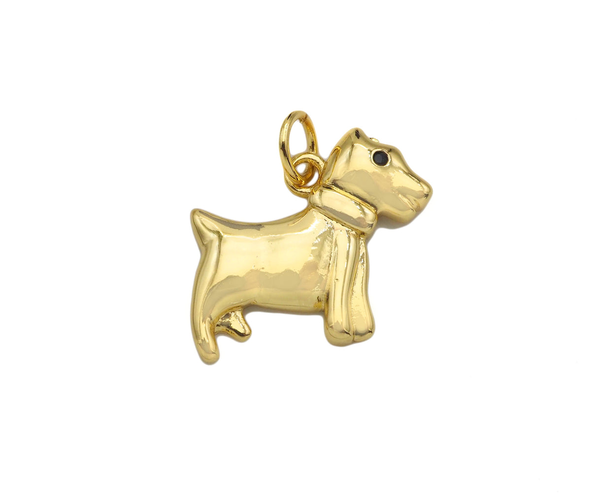 18K Dainty Gold Cute Puppy Shape Pendant, Sku#F1390C