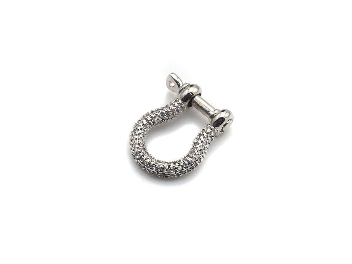 CZ Micro pave U Shape Lock Clasp, CZ Pave Buckle Lock Clasp, Silver/Black/Rose Gold/Gold Carabiner Clasp, 18x22mm, sku#H219