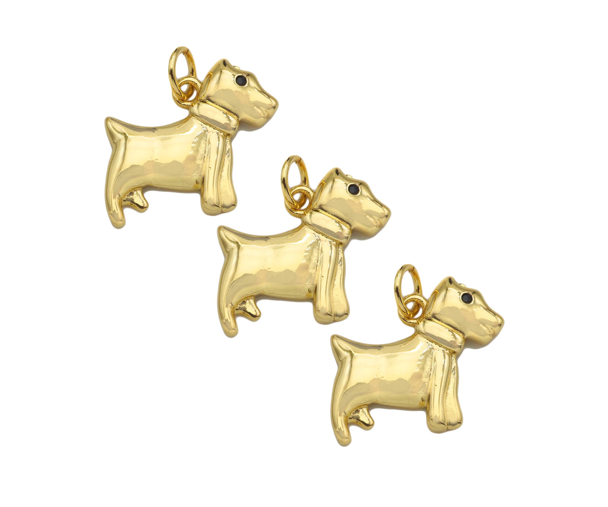 18K Dainty Gold Cute Puppy Shape Pendant, Sku#F1390C