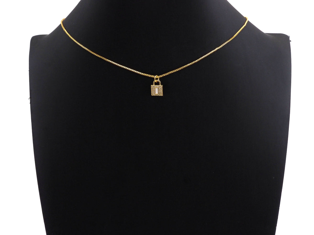 CZ Micro Pave Rectangle Colorful Enamel Lock Shape Pendant/Charm,Cubic Zirconia Paved Charm, 8x11mm, sku#F1141