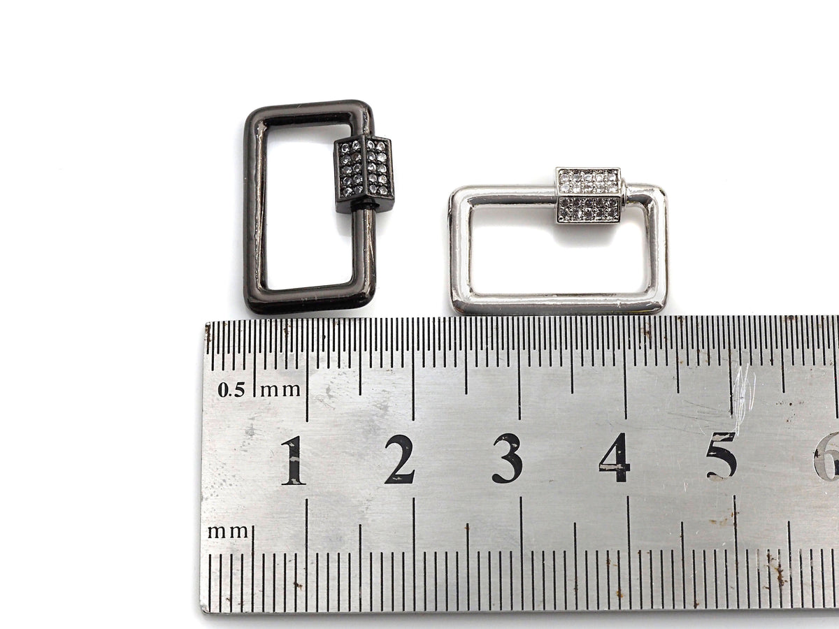 Clear CZ Micro pave Rectangle Shape Clasp, CZ Pave Clasp, Gold/Silver/Rose Gold/Gunmetal Carabiner Clasp, 13x21mm, sku#H186