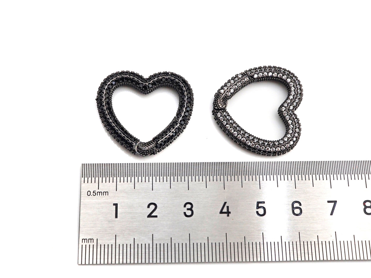 NEW STYLE!!! Fully CZ Micro Pave Heart Carabiner Clasp with Easy Open Spring, Heart Spring Snap Clasp, 26x28mm, sku#H259