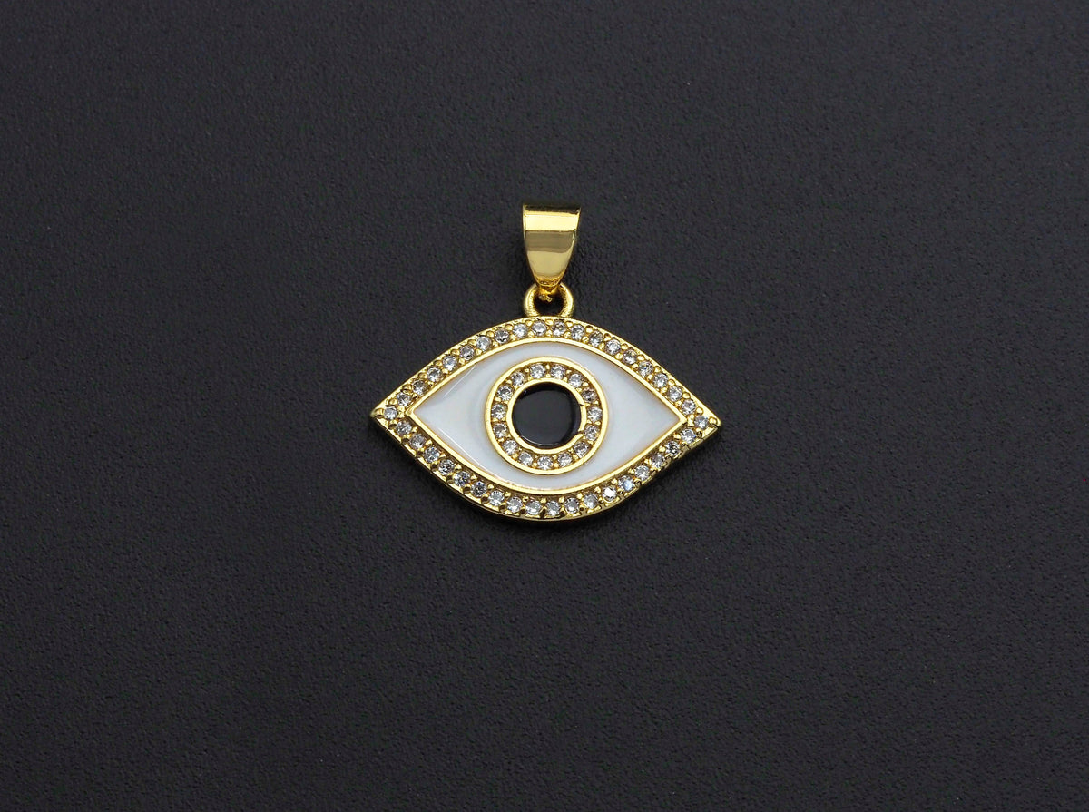 Enamel Colorful Evil Eye Pendant, CZ Micro Pave Oil Drop pendant,Enamel pendant,Enamel Jewelry, 15x21mm, sku#F1049