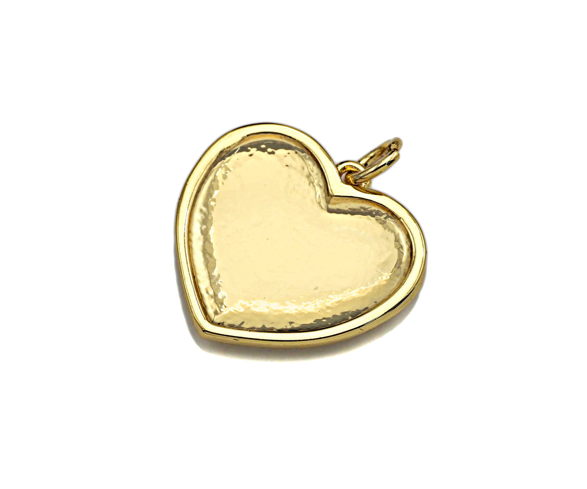 Dainty Fingerprint On Heart Shape Charms, Dainty Heart Charms, 19x18mm, Sku#F1293C