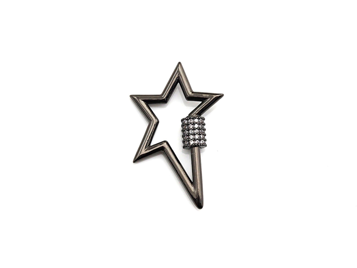 Clear Cz Micro pave Star Clasp, CZ Pave Clasp, Gold/Silver/Rose Gold/Gunmetal Carabiner Clasp, 21x32mm, sku#H187