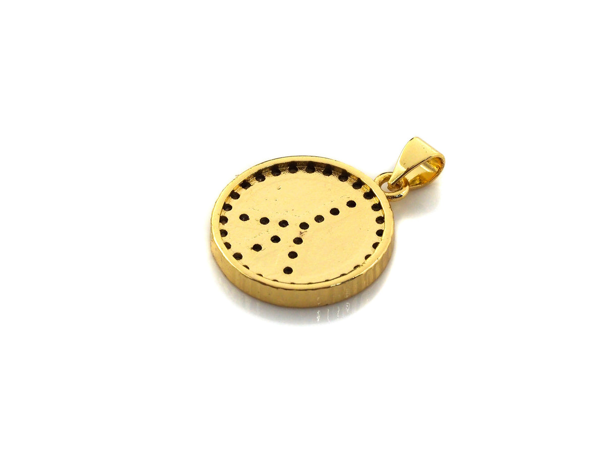 Enamel White Black Patten Peace Sign Round Coin Pendant,CZ Micro Pave Oil Drop pendant,Enamel pendant,Enamel Jewelry, 18x21mm,sku#F1065