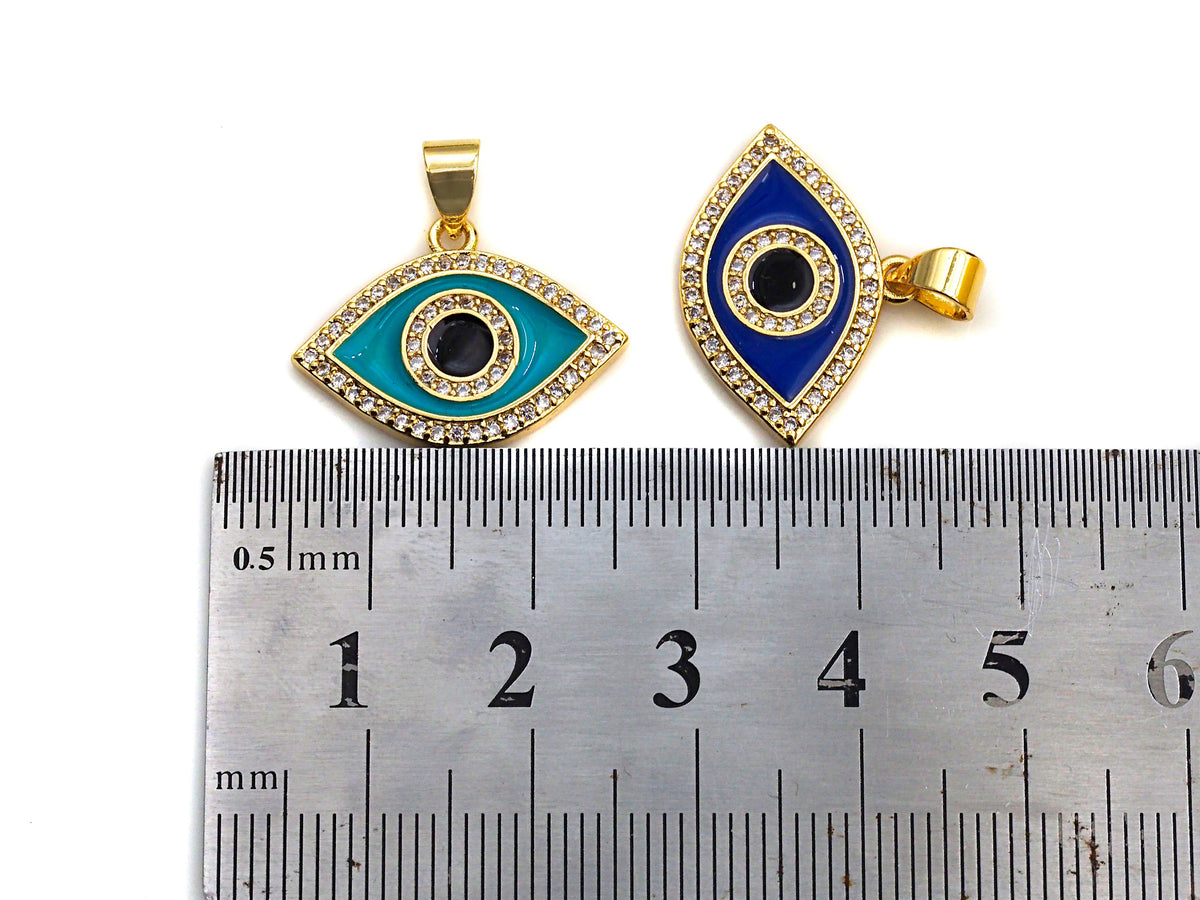 Enamel Colorful Evil Eye Pendant, CZ Micro Pave Oil Drop pendant,Enamel pendant,Enamel Jewelry, 15x21mm, sku#F1049