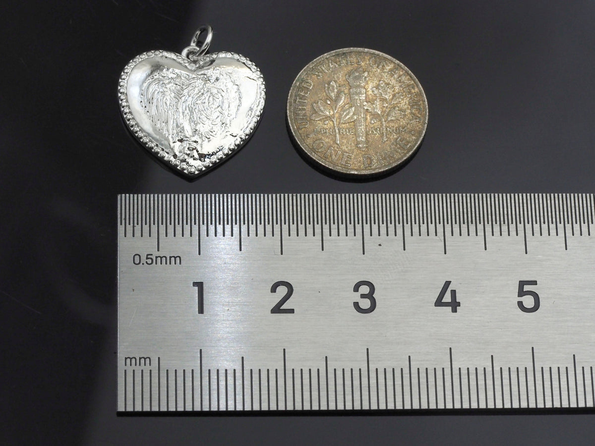 Dainty Fingerprint On Heart Shape Charms, Dainty Heart Charms, 19x18mm, Sku#F1293C