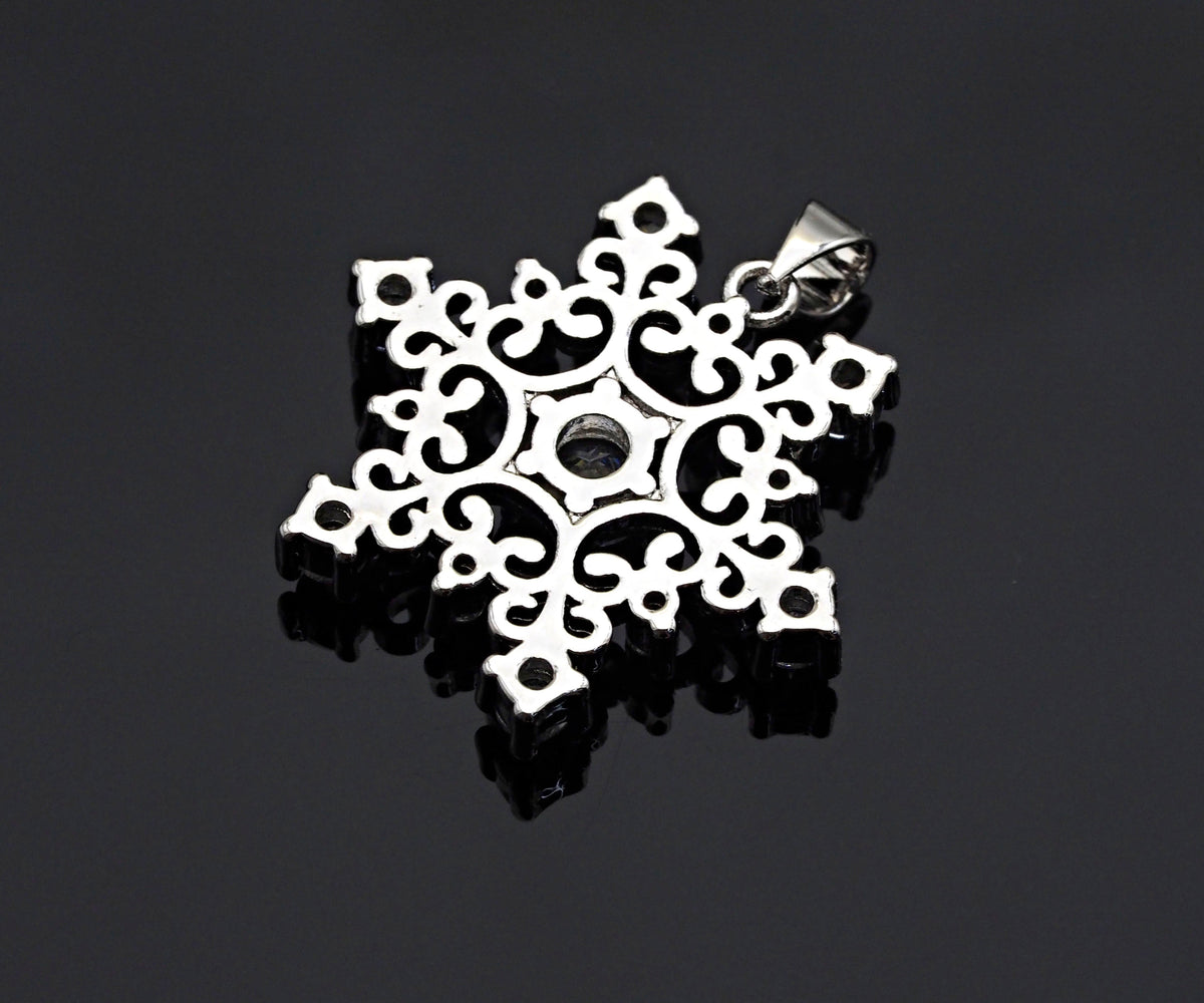 CZ Micro Pave Snowflake Pendant, Gold/Silver Plated Jewelry, Snowflake Charm Pendant, 26x23mm,sku#F1220