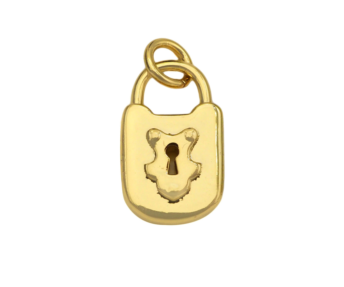 Dainty Gold Padlock Charms, Dainty Lock Teddy Bear Charms, Gold Char Pendant, Padlock Necklace Charms, 9x15mm, Sku#F1339