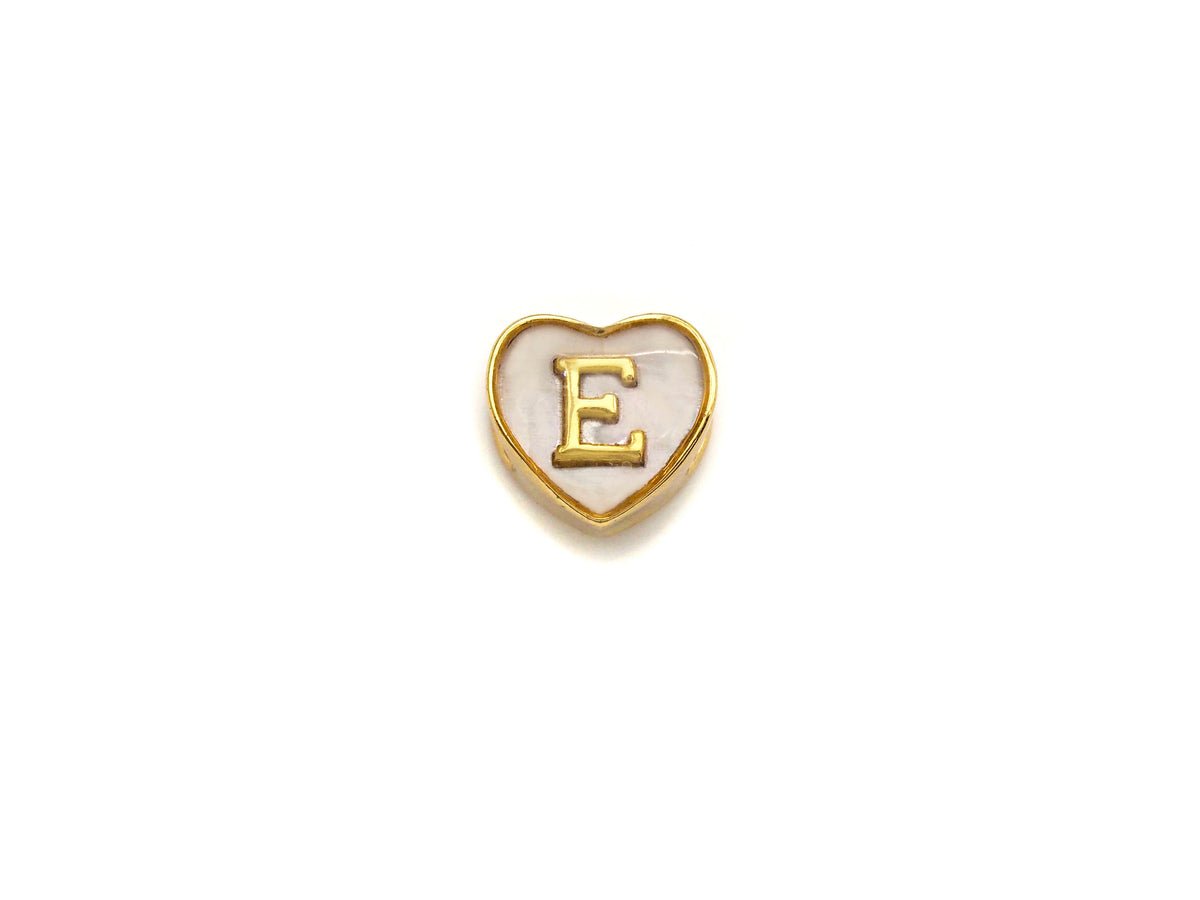 New Trendy Gold Mother of Pearl  A-Z 26 Initials Letter Heart Space Beads, Initial Letter Beads, 7x9x10mm,sku#G420