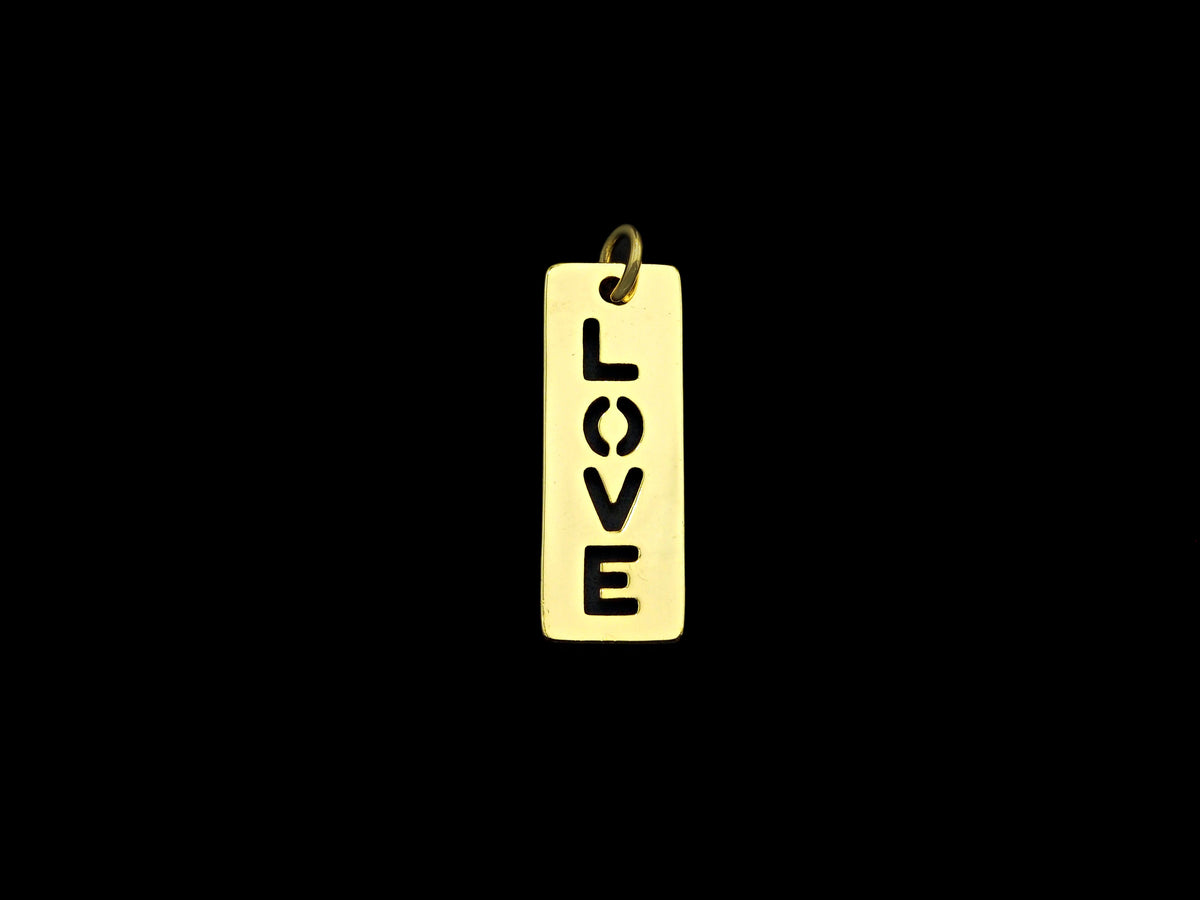 Hollow Out LOVE Long Bar Pendant, Rectangle Cubic Zirconia Pendant, DIY Mother's Day Gift, 11x29mm, Sku#F1100