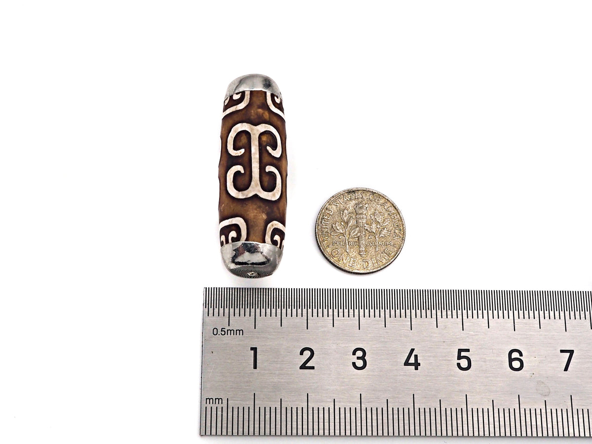 16x39mm Large Natural Tibetan Agate Barrel Shape Spacer Beads, Gold/Silver/Rose Gold Tone, Dzi Agate Spacer,Oval Tibetan Agate, sku#U1006
