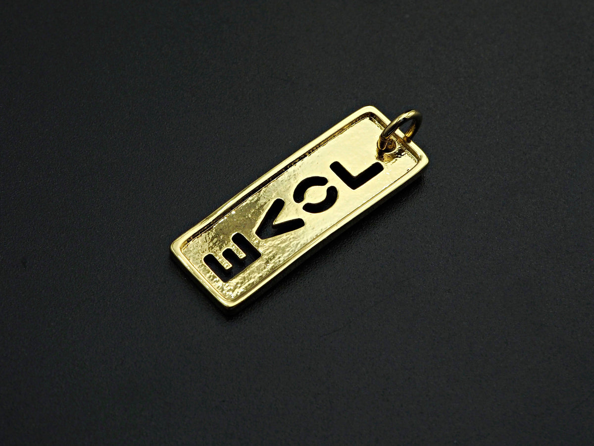Hollow Out LOVE Long Bar Pendant, Rectangle Cubic Zirconia Pendant, DIY Mother's Day Gift, 11x29mm, Sku#F1100